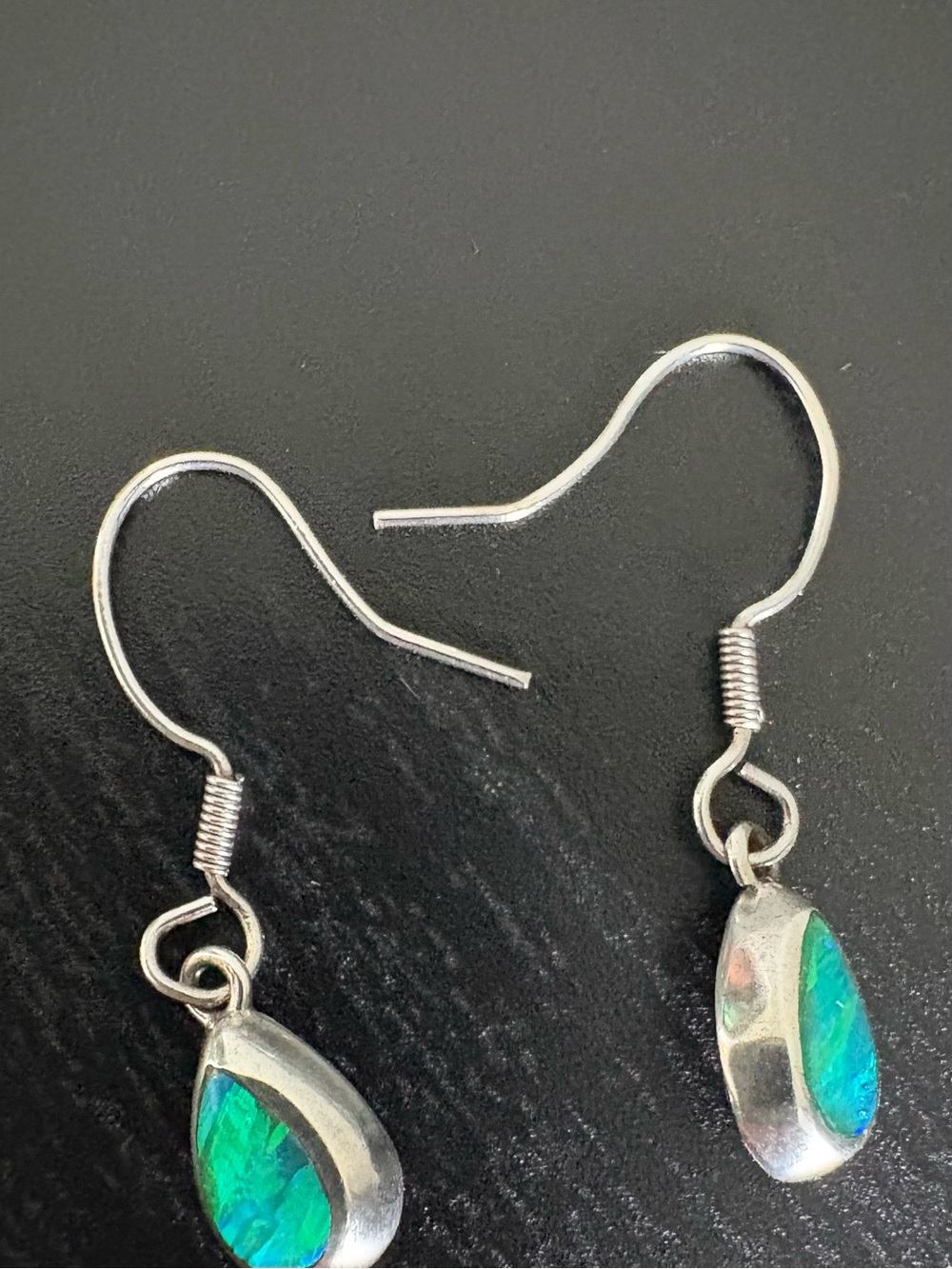 Vintage Silver Mexico Fire Opal Earrings - Picture 4 of 5